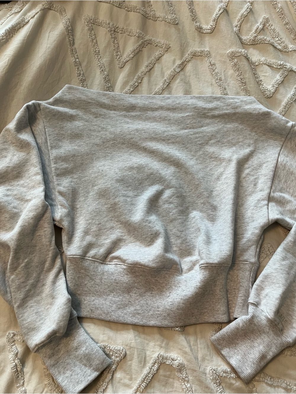 Garage Light Gray soft terry off shoulder Sweatshirt